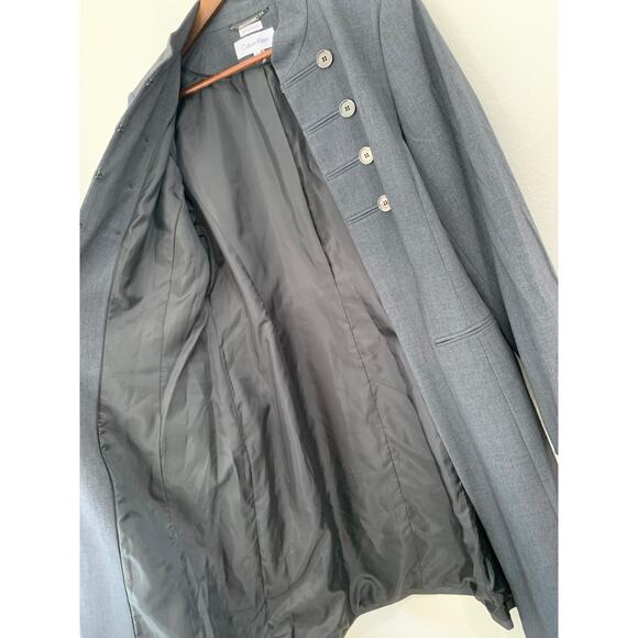 NWT Calvin Klein Jacket Womens 12 Large Longline Charcoal Gray Careerwear Office - Picture 12 of 14